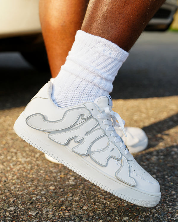 Vintage Slouch Socks - White/White