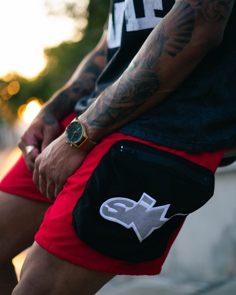 SMPL Sport Cargo Shorts - Red