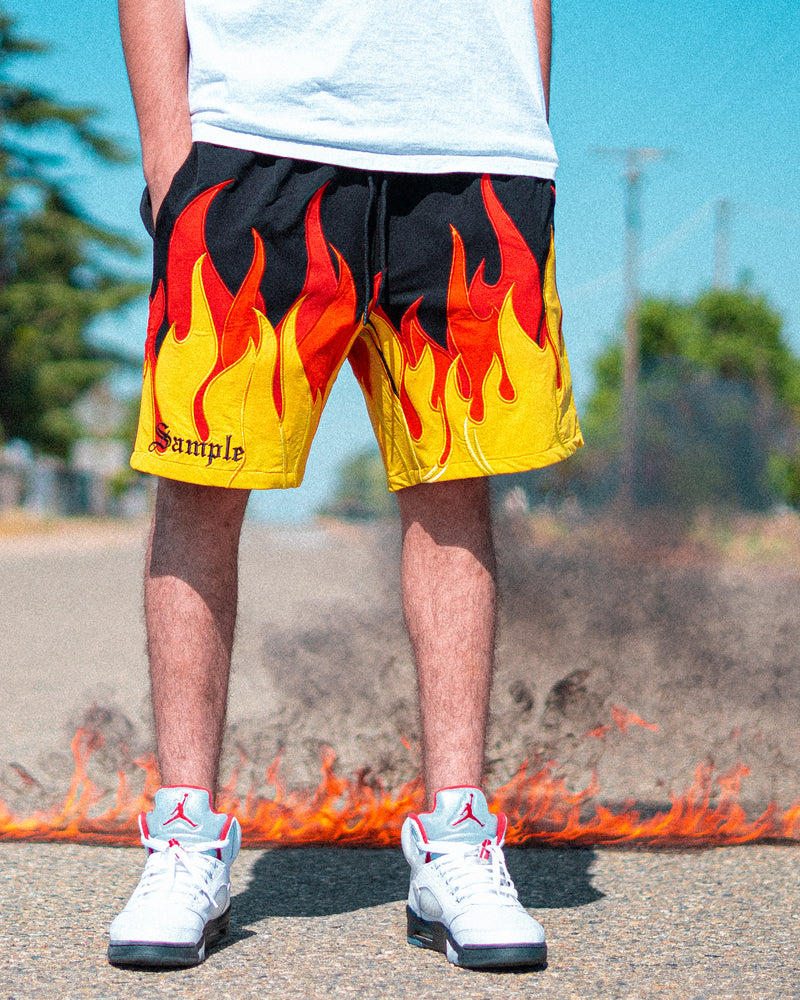 SMPLIND "FLAME" SHORTS - BLACK