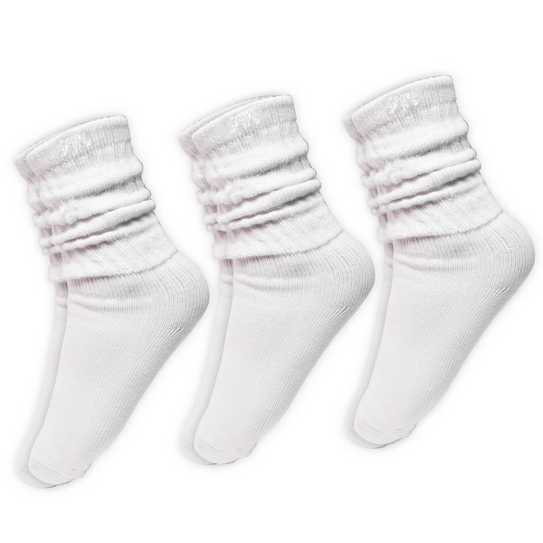 Vintage Slouch Socks - White/White