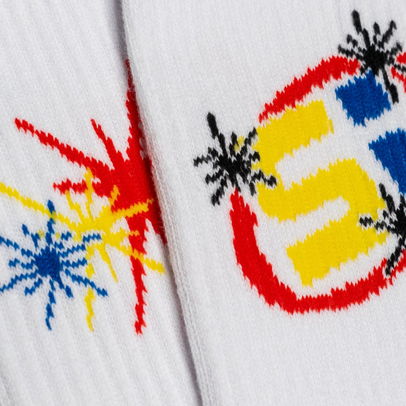 Sample Crew Sock - White/Yellow