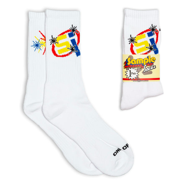 Sample Crew Sock - White/Yellow
