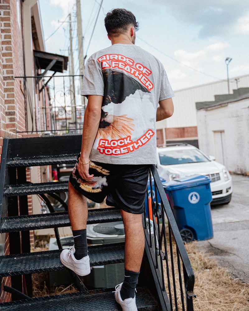 "BIRDS OF A FEATHER" TEE-GREY